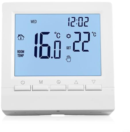 Digital Room Thermostat For Gas Boiler And Underfloor Heating LCD Controller Programmable 5+2 Schedule For Battery Powered Wall Mount Child Lock Antifreeze Sensor
