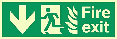 Viking Schilder sg698-l31-pv Schild Fire Exit Running Man Pfeil nach links unten, nachleuchtend Aufkleber, 100 mm H x 300 mm W