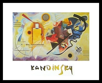 Kandinsky Gelb Rot Blau Poster Bild Kunstdruck im Alurahmen schwarz 24x30cm