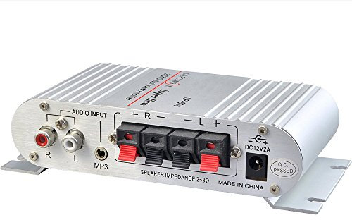PolarLander 12V Mini Amplificador súper bajo con Cable portátil HiFi para teléfono móvil MP3 PC con Control de Volumen Cargador de Pared Súper bajo