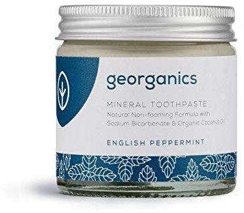 Georganics Mineral Toothpaste - 120ml - Peppermint - 100% Natural, Fluoride Free, SLS Free & Glycerine Free - with Coconut Oil to Support Gum Health - Certified Cosmos Natural, Vegan and Cruelty-Free