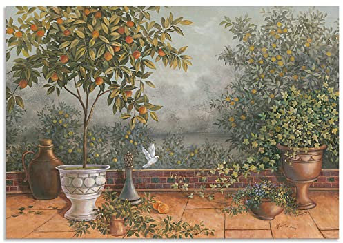 ARTland Wanddeko Wandbild Alu Verbundplatte für Innen & Outdoor Bild 100 x 70 cm Landschaften Garten Malerei Grün A5ZJ Garten I