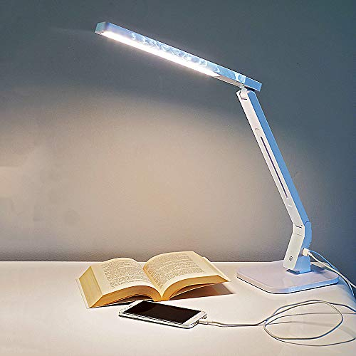 Dapo Hochwertige LED-Tisch-Schreibtisch-Leuchte-Lampe JAN mit USB-Anschluss, Touch-Dimmer, inkl. eingebaute LEDs 6 W, Nachttisch-Büro-Schüler-Leuchte-Lampe