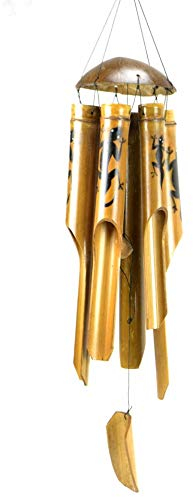 Carillon à Vent en Bambou et Noix de Coco - Motif Gecko