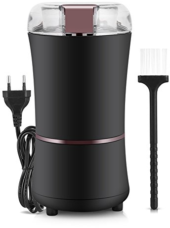 Hakeeta Molinillo de café eléctrico Molino de Granos, nueces, Semillas, Hierbas y Especias, con Hoja de Acero Inoxidable de 400W Potencia Muele Rápidoy Silenciosamente Viene con Cepillo para Limpieza