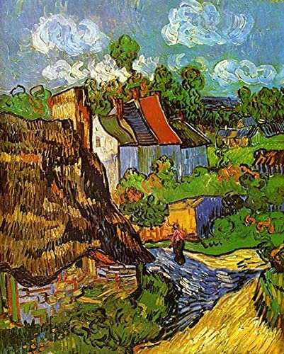 ABEUTY Peinture par numéros à faire soi-même pour adultes débutants – Maison Van Gogh-Oise 40,6 x 50,8 cm (cadre en bois)