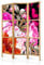 decomonkey Paravent Raumteiler Innen Blumen 135x171 cm 3 Teilig Room Divider Wall Raumteiler Stehend Trennwand Sichtschutz Spanische Wand Sichtschutzwand Wohnzimmer Holz Spa Zen Modern Japan