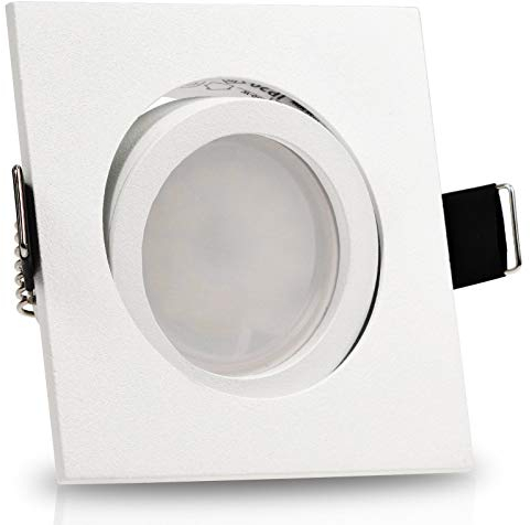 trendlights24 Bianco LED Einbaustrahler 230V Weiß matt eckig dimmbar, 3er Set ultra flach 35 mm LED-Spots 5W Warmweiß, Deckenspots schwenkbar