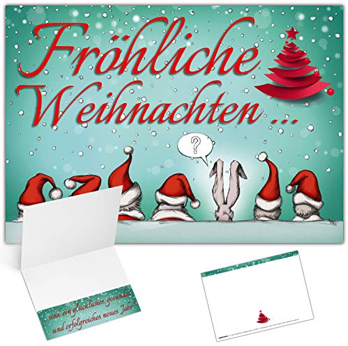 25er XL-Set WEIHNACHTSMÜTZEN Weihnachtskarten zum Aufklappen - edle Klappkarten - privat & geschäftlich - Frohe Weihnachten Karten von BREITENWERK