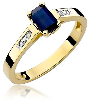 Damen Ring 585 14k Gold Gelbgold echt Saphir Edelstein Diamanten Brillanten