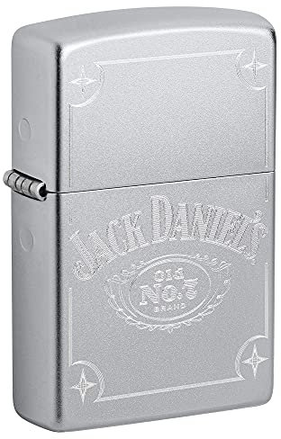 Zippo Jack Daniel's Engraved Logo Satin Chrome Pocket Lighter