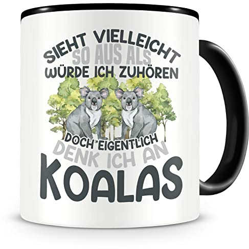 Samunshi® Koala Taza con texto en alemán sieht quizás so aus Koalas, regalo para los fans de Koala, taza de café, taza divertida para cumpleaños, 300 ml