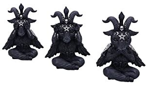 Nemesis Now Cult Cuties Three Wise Baphoboo 13,4 cm, Harz, schwarz, DREI weise Baphoboo-Figuren, Baby-Baphomet-Figuren, Baphomet-Sammelstücke, gegossen aus feinstem Harz, fachmännisch handbemalt