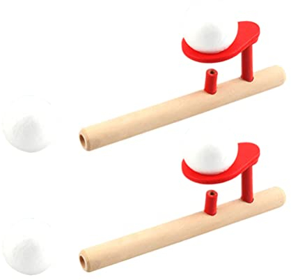 STOBOK Pustespiel Ball Holzspiele Kinder Schwebender Ball 2 Sätze Pusteball Holz Pfeife Kinder Geschicklichkeitsspiel Jonglierspielzeug Pädagogische Kinderspielzeug Geburtstag Geschenk