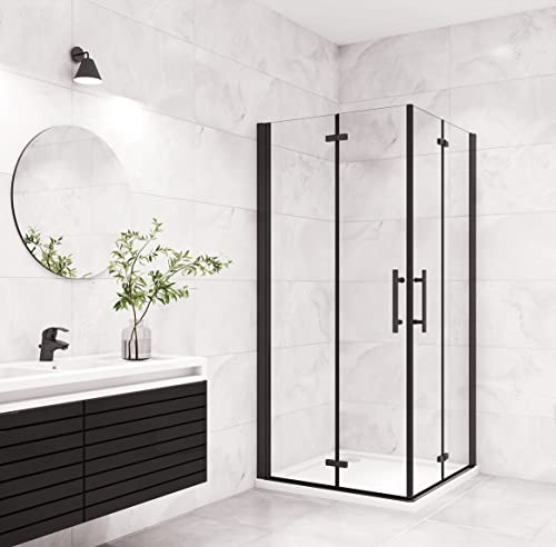 Aica Sanitär Duschkabine Eckeinstieg 110x90cm Dusche Duschwand Duschabtrennung Falttür H195cm