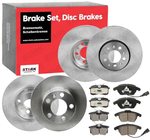 STARK Bremsen Satz Vorne Hinten 288,0 230,0mm Bremsscheiben und Beläge Komplett für VW Golf IV Schrägheck (1J1) Polo Schrägheck (6R1, 6C1) Polo Limousine (602, 604, 612, 614) BORA für AUDI für SKODA