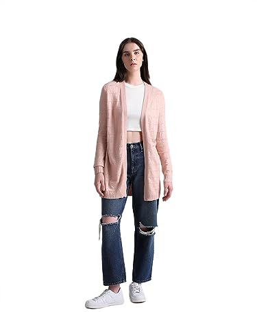 Bestseller A/S Onlkatia LS Struct Open Card CC Knt Maglione Cardigan, Rosa Fumo. Dettagli: Melange, L Donna