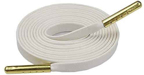 GIVBRO Lacci per scarpe in pelle da 80 cm Lacci - Lacci larghi piatti con punte in metallo Scarpe Stivali Accessori Bianco