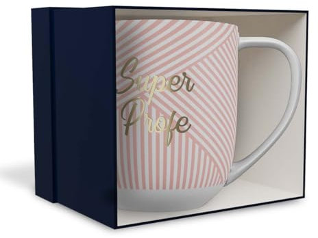 DRAEGER PARIS 1886 - Taza de Cerámica 320 ml - Diseño Chic en Azul/Rosa con Mensaje en Oro - Apta para Lavavajillas - Ideal para Hogar y Oficina