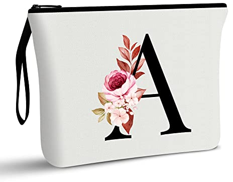 Vavabox A-Z Personalisierte Kosmetiktasche-Geburtstagsgeschenke für Frauen, Mütter, Beste Freundinnen und Brautjungfern (A)