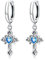 Bellitia Jewelry 925 Sterling Silber Damen Reifen Ohrringe mit Kreuz Anhänger, Creolen Ohrringe Dangle Ohrringe Zirkonia Blaues Herz Schmuck
