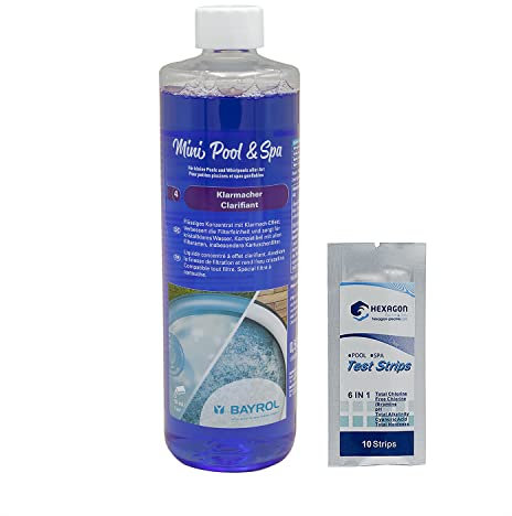 BAYROL Mini Pool & Spa CLARIFIANT Liquide - 0,5L | Liquide concentré à Effet clarifiant pour Petites Piscines, Piscines Hors-Sol et Spas Gonflables + 10 Tests HPS OFFERTS 6 en 1