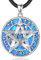 EUDORA Harmony Ball Witcher Pentagramm Kette mit Blauer Opal für Damen Herren Sterling Silber 925, Tetragrammaton Runen Halskette Amulett Anhänger Vintage Schmuck Geschenk für Herren Frauen, 61cm