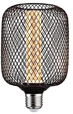 Paulmann 29083 Metallic Glow Edition Standard 230V LED Leuchtmittel Zyl E27 Spiral 4,2W 200lm 100mm Schwarz Metall 1800K