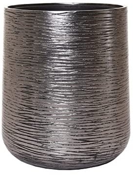 VIVANNO Pflanzkübel Blumentopf Fiberglas Silber Schwarz APERO 56x44