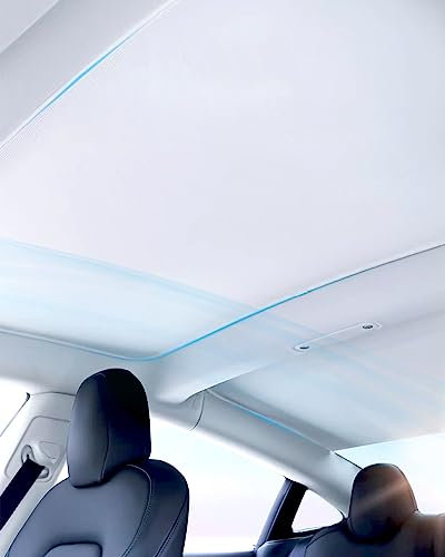 Upgraded Sunshade, Foldable Sunroof Shade,UV Sun Blocking Heat Shade Compatible with Tesla (model 3)