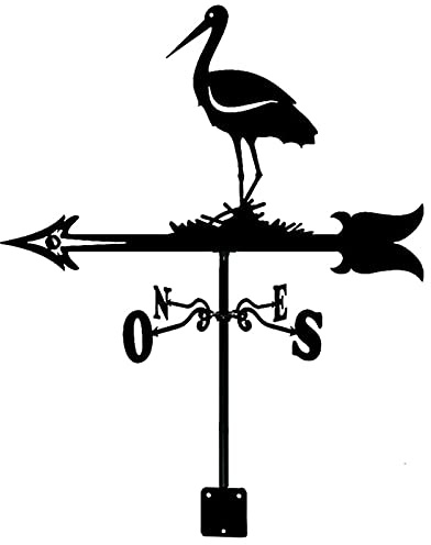 EICOFF Exquisite Metall-Wetterfahne-Ornament, Storch-Modellierung, Wetterfahne, Metall-Wetterfahne mit Dachmontage, Dachgartendekorationen, Windrichtungsanzeiger, Windfahne für Bauernhof, Hof, Gart