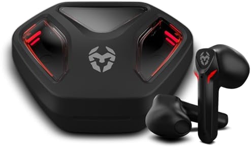 KROM KALL - Cuffie gaming stereo in-ear, Microfono integrato, Bluetooth 5.3 Latenza Zero, Push to Talk, 12 ore di autonomia, Custodia di ricarica, Cavo USB Type-C incluso, Nero