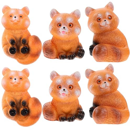 Garneck 6 Pièces Poupée Panda Roux Micro Paysage Figurines De Panda Bonsaï Décor De Voiture Statue De Panda De Tableau De Bord Panda De Jardin Féerique Décoration Accessoires Bureau Résine