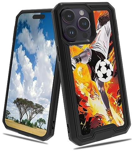 CGFGHHUY for iPhone 15 Pro Max Case for iPhone 15 Pro Max Phone Case 2 in 1 Dual Layer Hard PC Soft TPU Shock Proof Drop Protective Phone Case for iPhone 15 Pro Max 6.7 inch 2023 - Fire Football