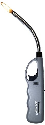 1 Stück KONSUMANY Stabfeuerzeug biegsam flexibel Gas Feuerzeug 26,5cm Lang Nachfüllbar (1x Grau)