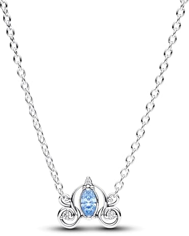 PANDORA Disney Cinderellas Kutsche Collier-Halsketteaus Sterling Silber mit Zirkonia Stein, Größe 45cm, 393057C01-45