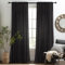 MRTREES gardinen schwarz Wohnzimmer Gardinen Modern Gardine mit Kräuselband 240cm Lang Halbtransparente Schwarz Stores Vorhang 132cm Breit 2er Set