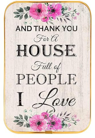 Gerahmtes Poster mit Aufschrift And Thank You For A House Full Of People I Love, Kristall-Porzellangemälde, für Zuhause, Küche, Bauernhaus, Café, Shop, lustig, Tischdekoration, 15,2 x 20,3 cm