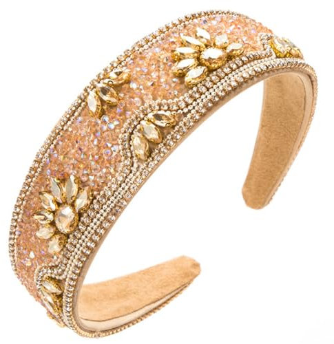 scicent Haarschmuck Strass Haarreif Braut Stirnbänder Kristall Haarband Mode Haarbänder für Partys Hochzeiten und Verabredungen Verwendet (Hellekaffeefarbe) - 25523