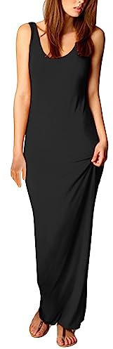 Maxikleider Damen Elegant Hochzeit - Festliche Abendkleid Lang Eng Solide Wickelkleid Ärmellos Träger Cocktailkleid Rundhals Schlank Knöchellanges Kleid Casual Sommerkleid Sexy Beach Party Kleider