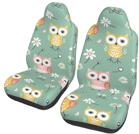 Mexpekil Universal-Autositzbezüge, mehrfarbig, Polyester, kompatibel mit Autos, Jeeps, LKWs, Lieferwagen, SUVs, niedliches Eulen-Design, einfach zu installieren und zu reinigen, perfektes