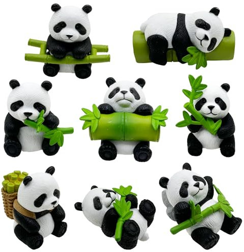 Cayway 8 Pz Mini Panda, Miniature Accessori Decorazione, Accessori da Giardino in Miniatura da Panda, Mini Decorazione Panda per Giardino Delle Fate in Miniatura