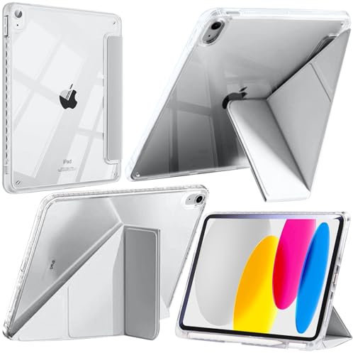 YeaQuelior Coque pour iPad 10ème Génération 10,9 Pouces en 2022, iPad 10 Housse Coque avec Porte-Stylet, 6 en 1 Différents Angles de Vue, avec Réveil/Sommeil Auto, Gris
