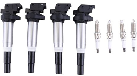 4Pcs GN10476-12B1 91785 Zündspulenpaket Zündkerzensatz kompatibel für BMW 1er E81-88 3er E90-93 E60 E61 N43 N46 Zündspulenpaket mit Zündkerze Ersetzt GN10476-12B1 91785