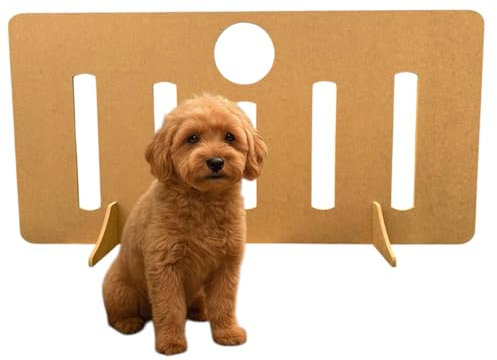 See-Through Wooden Stopper Barrier – Freestanding Dog Stopper for Stairs | Dog Barrier Gate | Portable Wooden Pet Stopper | Puppy Gate for Stairs Indoor | No Drilling Required (30cm (H) x 60cm (W))