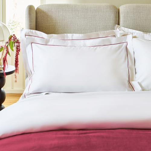 Christy Premium Sateen Oxford Pillowcase Pair | 500 Thread Count | Timeless Design | Super Soft and Silky Finish | Fuchsia