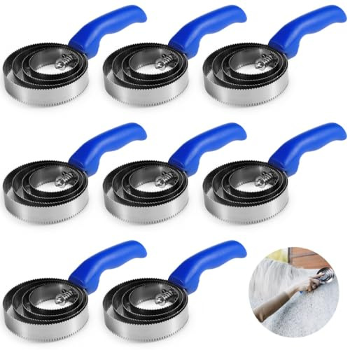 8 Stück wendbare Pferdepflege-Striegel mit 4-Ring-Stahl-Design, Metallbürsten mit ergonomischen Griffen für Hunde, Ziegen, Pferde, Rinder und Schafe