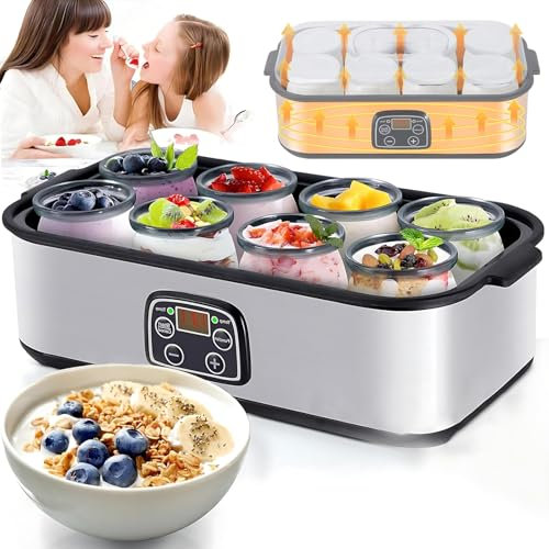 Yogurtera Probiótica Definitiva, Control De Tiempo Y Temperatura Ajustable, 8 Frascos De Vidrio, Yogurtera Eléctrica Multifunción, Regalo Saludable Para Hombres Y Mujeres