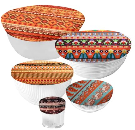 Raheem 5PCS Reusable Food Covers Elasticated Bowl Covers for Bread Proofing Fruit Vegetable Meat Preservation Sustainable Fresh Keeping Fruit Bowl Cover to Keep Out (General, D)