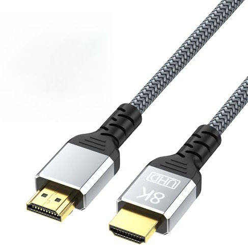 Bgfaquri 8K HDMI 2.1 Kabel, Ultra High Speed 48Gbps HDMI Kabel mit eARC 4K 120Hz 8K 60Hz 2K 240Hz VRR Dynamic HDR Gaming TV, HDMI Kabel für PS5 Xbox Serie X Fire TV UHD QLED Monitor Beamer Laptop PC